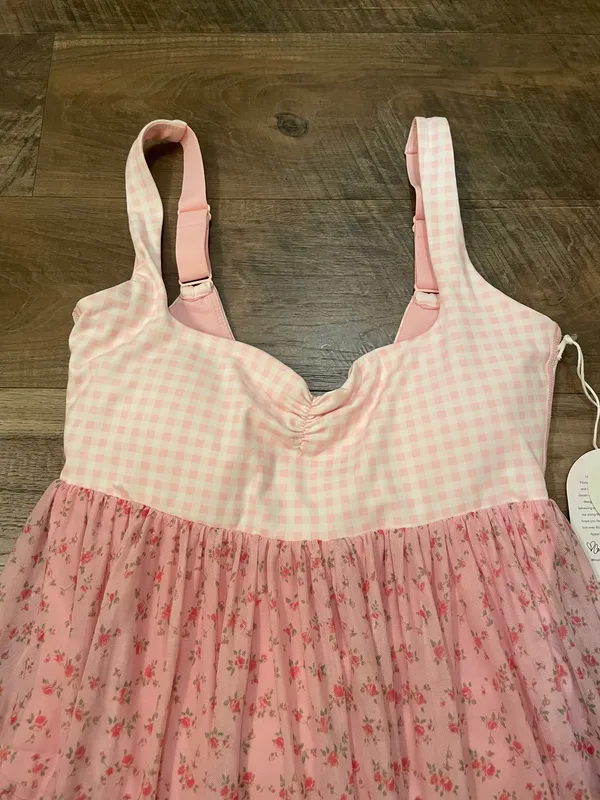 NWT! Popflex Target X Blogilates Sweetheart Babydoll Dress Gingham/Floral Size Small - Image 7