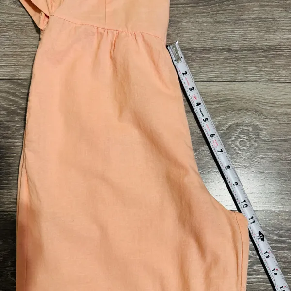 Cottagecore Peach‎ Sleeveless Wide Leg Jumpsuit XS Open Back Tie Pocketed Romper - Image 7
