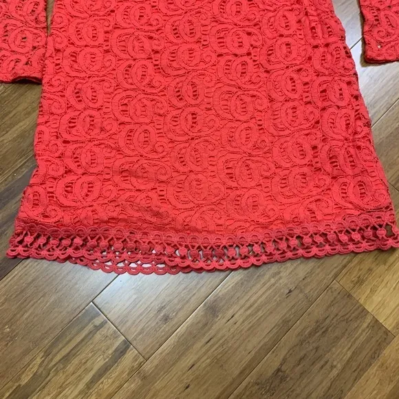 Laundry by‎ Shelli Segal Dress Womens 2 Coral Red Lace Bell Sleeve Mini Cocktail - Image 4