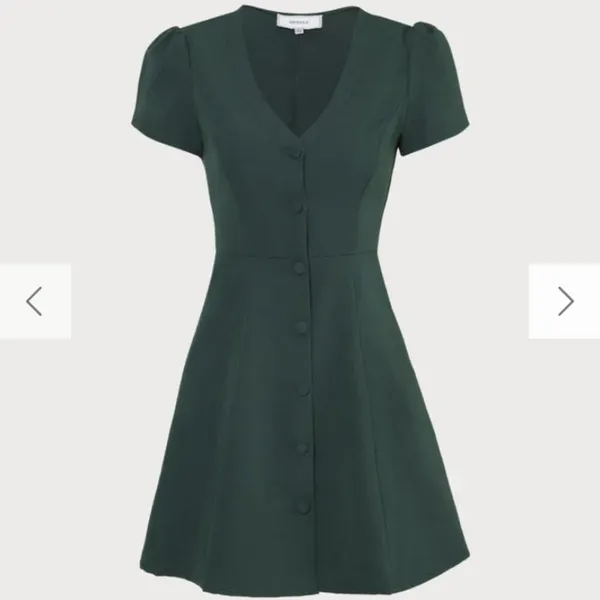 RIOHAS The Dark Green V Neck Button-up Shirt Mini Dress - Image 2