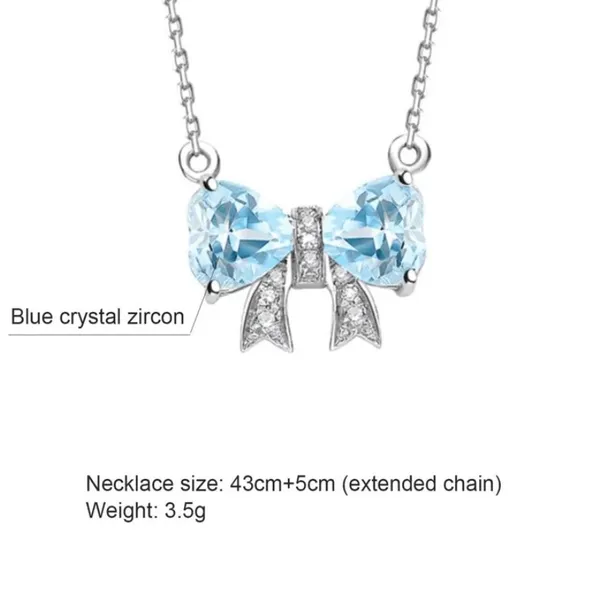 Blue Bow Necklace Silver - Image 4