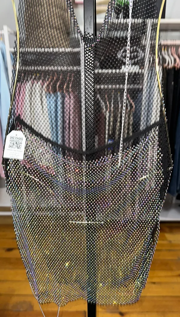 Nasty Gal Rhinestone Black Cowl Neck Mini Dress/cover Up - Image 3