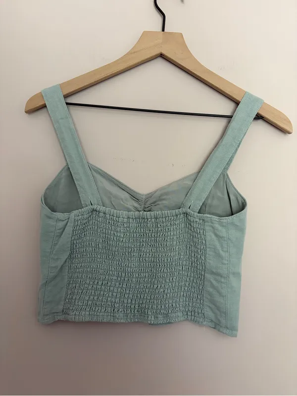 Abercrombie & Fitch Mint Ruched Sweetheart Crop Top Medium - Image 2