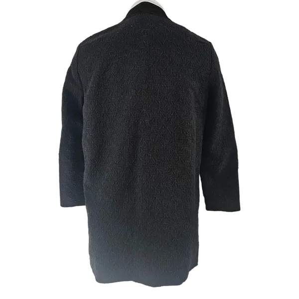Maje Gretelle‎ Leather Trim Jacquard Knit Longline Coat Parisian Car Coat Sz 36 - Image 8