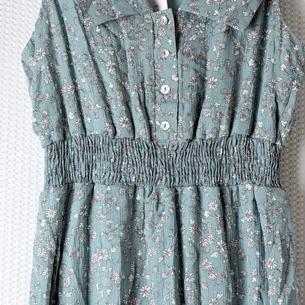 Floral‎ Mini Dress Women Small Sage Green Sundress Prairie Fairy Babydoll Gilli - Image 4