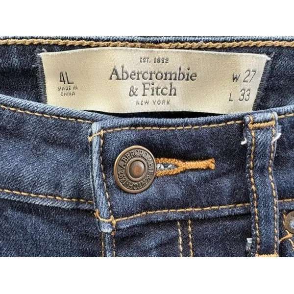 Abercrombie & Fitch Super Skinny Jeans Womens‎ 4L W27 L33 Dark Wash Denim Pants - Image 3