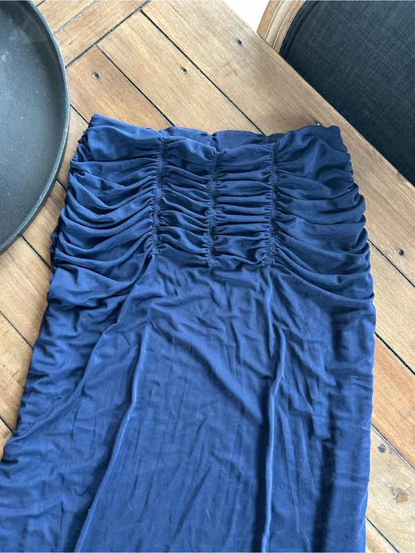 Anthropologie Maeve Yoke Ruched Navy Blue Skirt XS - Image 6