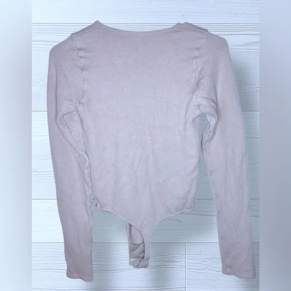 MONO B Women’s Casual Long Sleeve Tan Thermal Bodysuit - Image 4