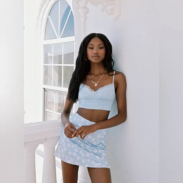 Princess Polly Old School Love Crop Top in Blue Size 0 New with tag - Image 3