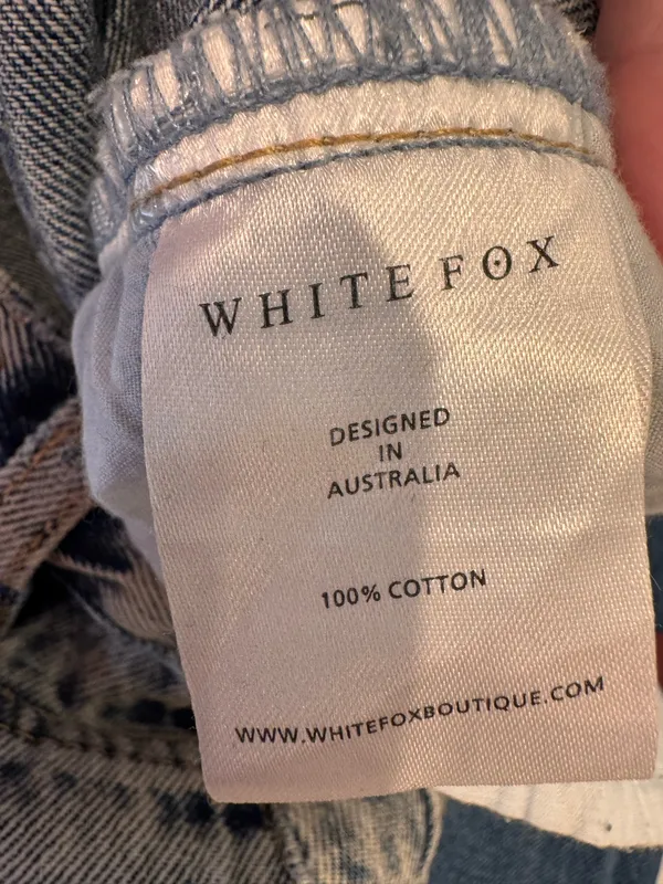White Fox Straight Leg Denim Jeans Washed Blue M High Rise Waisted - Image 6