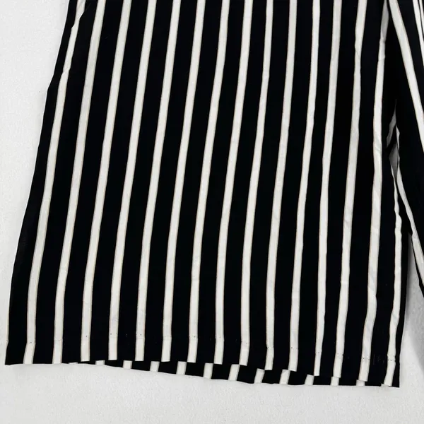 H&M Striped Culotte Pants Women 12 Black White Tan Wide Leg Cropped Pull On - Image 6