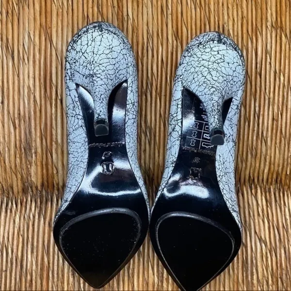 H&M Leather White & Black Crackled Stilettos 6.5‎ - Image 6