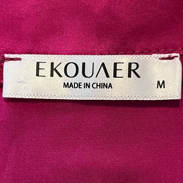 Ekouaer Women’s Vibrant Pink Two-Piece Sleep Set Size M - Image 3