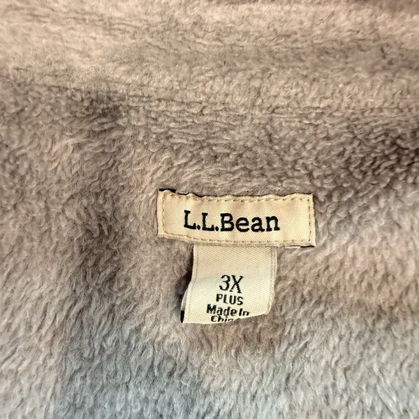 LL Bean Blue Plaid Sherpa Lined Flannel Hoodie Shirt Jacket Shacket Pockets 3X - Image 9