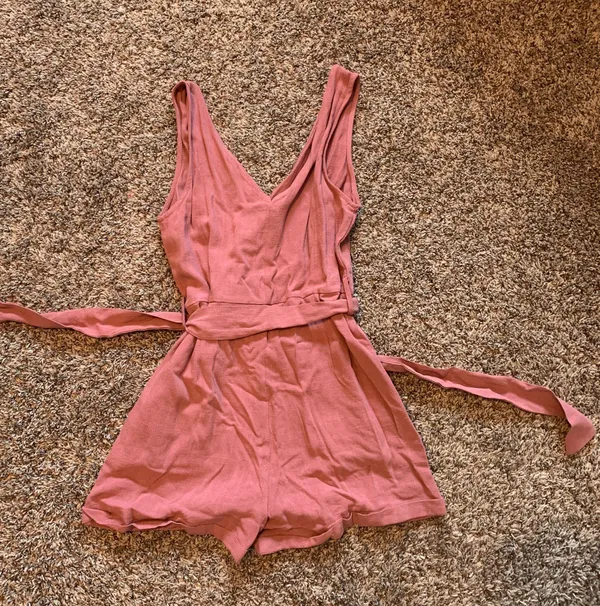 Pink Lily Pink Tie Front Romper - Image 2