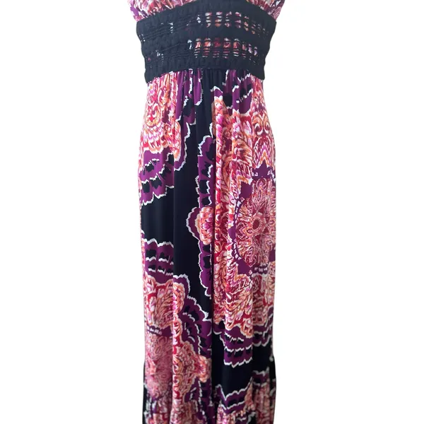 BISOU BISOU Baby Doll Boho Artsy Y2K Maxi Dress Crochet Halter 8 Michele Bonbot - Image 4