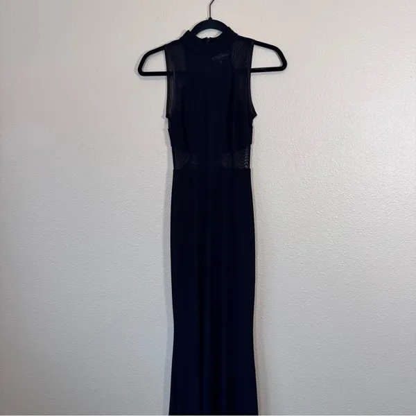 Betsy Adam Black Mesh Illusion Mesh Cut Out Maxi Dress Womens 0 Formal Black Tie - Image 4