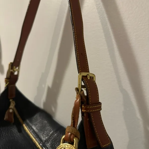 Dooney & Bourke Navy Blue‎ Pebbled Leather Hobo Shoulder Handbag - Image 4