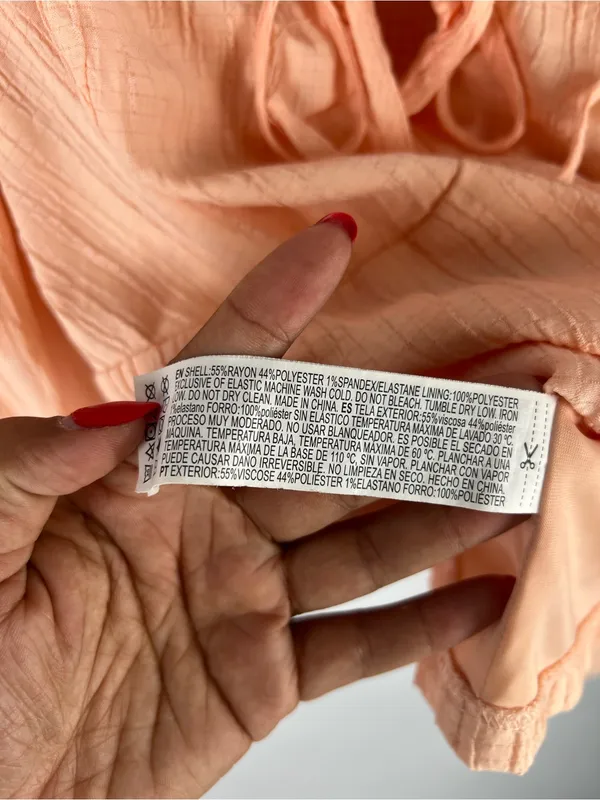 Forever 21 Peach Textured Tie-Front Crop Top Boho Peasant Cottagecore‎ - Image 8