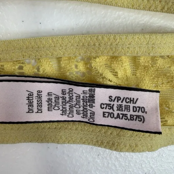 Victoria's‎ Secret S Small Bralette Bra Lace Strapless Unlined Wireless Yellow - Image 12