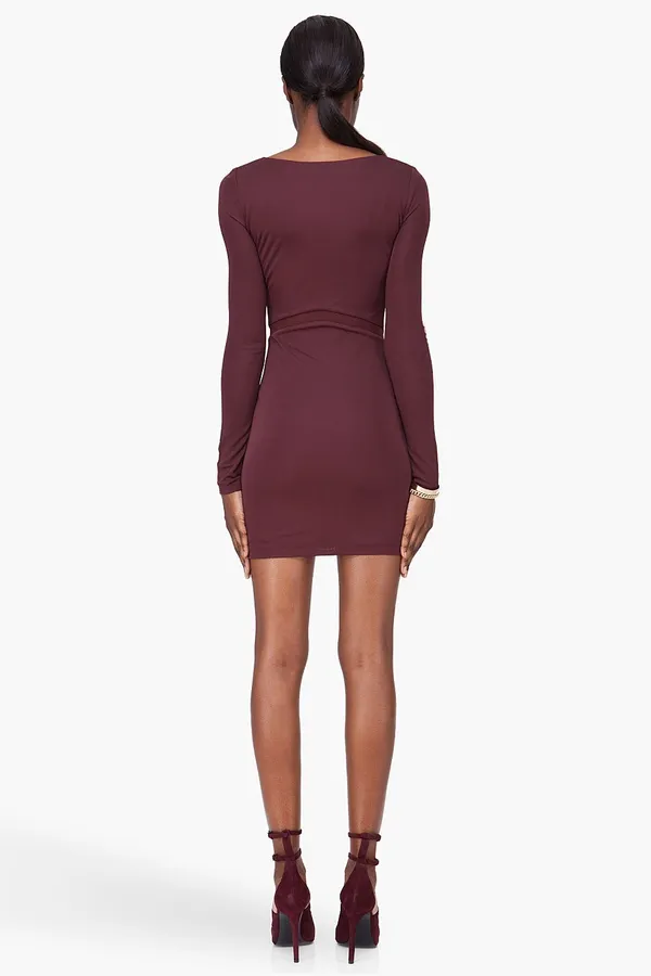Alexander Wang T by women’s burgundy mesh inset fitted knit dress size small S - Image 14