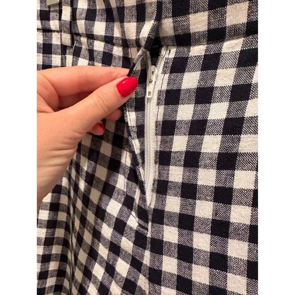 J. Crew Holland Gingham Pants Navy White Linen Cotton Blend‎ Crop Size 6 - Image 7