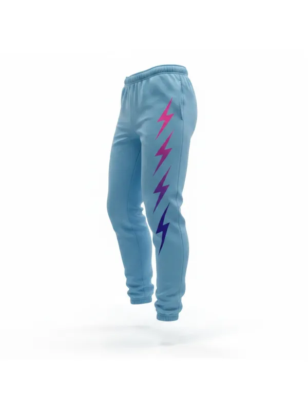 Aviator Nation Women’s XS Sky Blue Purple Bolt 4-Stripe Sweatpants Joggers - Image 2