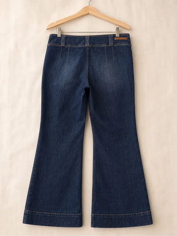 Pilcro And The Letterpress Cropped High Waist Wide Leg Dark Wash Denim Jeans 31 - Image 2