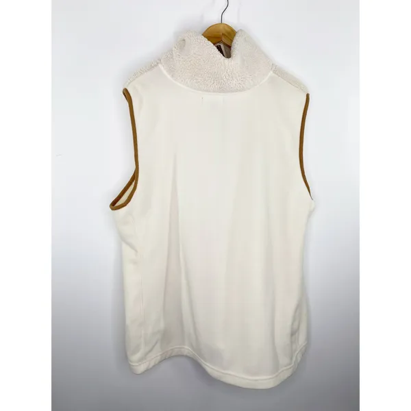 Chaps‎ Womens Cream Brown Sherpa Full Zip Vest Plus Size 1X EP3011 - Image 2
