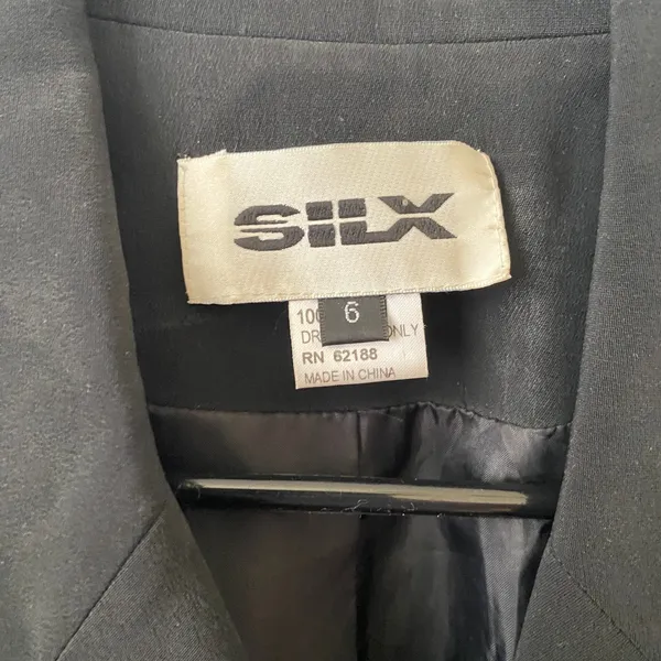 SILX 6 Black Silk Double Breasted Blazer Jacket Vintage 90s minimalist - Image 4