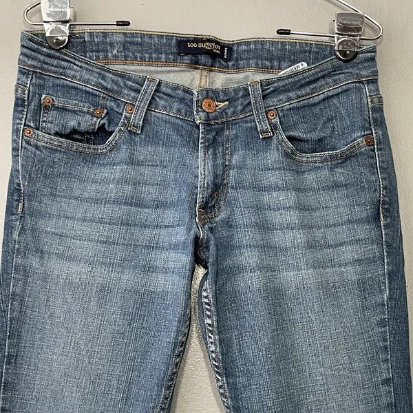Levis Too Superlow 524 Jeans Size 9 Blue Denim 30X30 Slim Straight Cigarette - Image 2