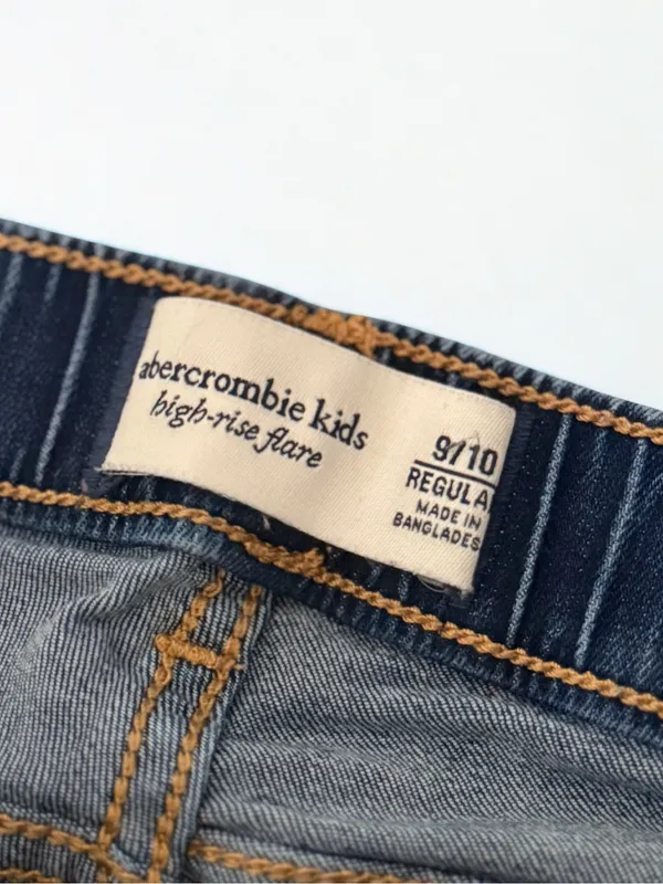 Abercrombie Kids Girls High Rise Flare Jeans Dark Wash Blue Denim Size 8-10 - Image 3
