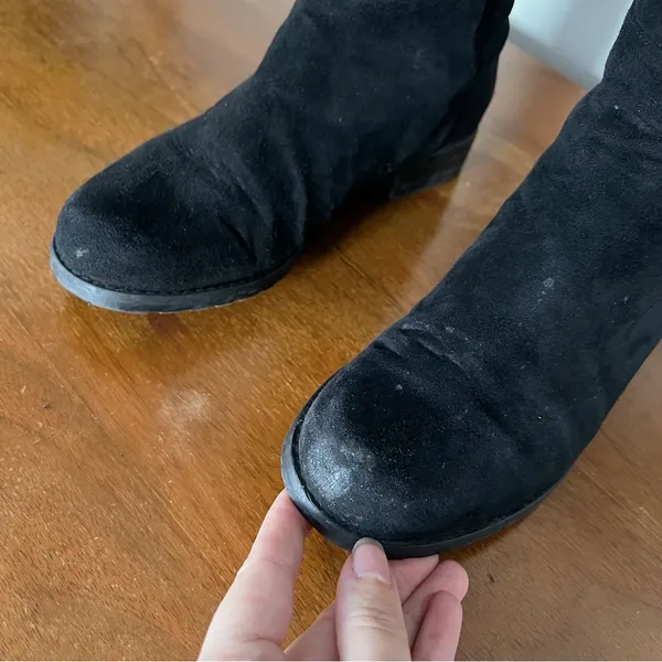 Stuart Weitzman • 5050 Stretch Suede Boots black tall low heel knee high otk - Image 14