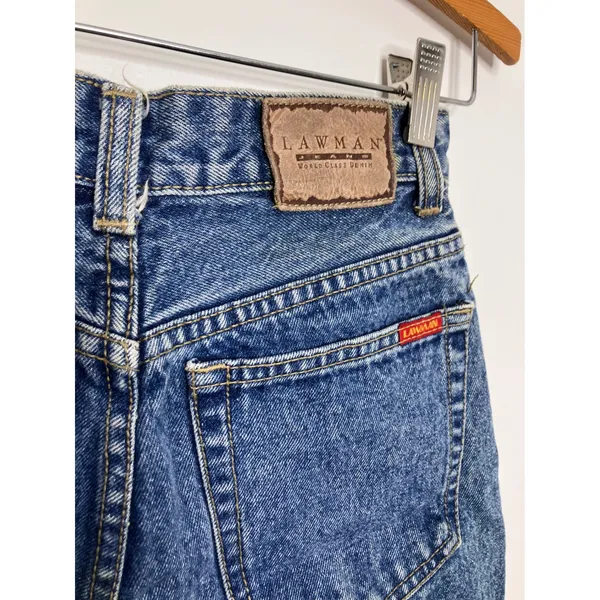 Lawman Jeans Women 7 Blue Good Vintage High Waist Tapered Leg Button Fly Western - Image 8