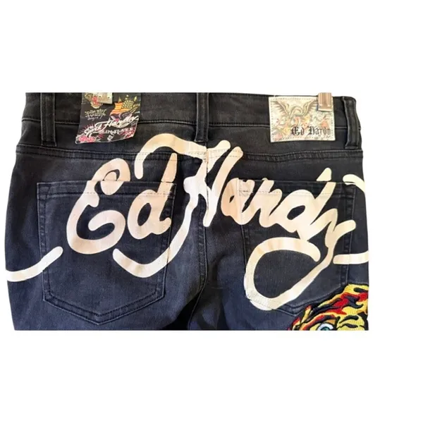 Ed Hardy Slim Flare Tiger Embroidered Jeans Women's Size 28 Y2K - Image 5