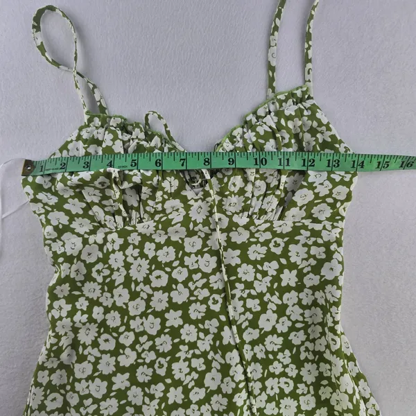Princess Polly‎ Tasmin Green Floral Mini Dress Spaghetti Strap Tie Front US 4 - Image 9