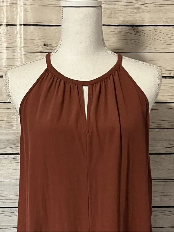 Eileen Fisher Halter Maxi Dress in Rust Brown - Image 3