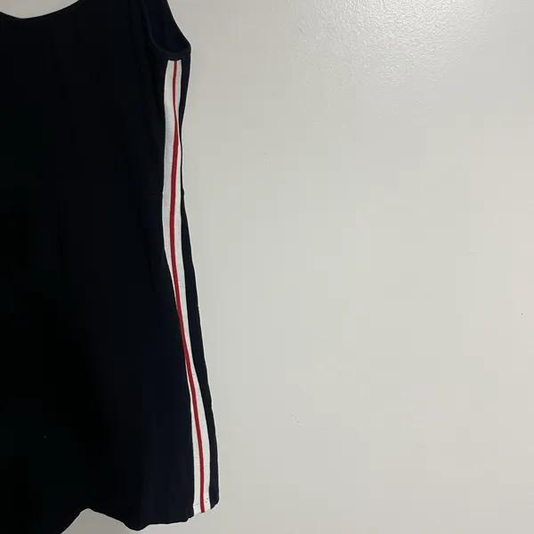 Brandy Melville Black Tank Top Dress With‎ Red & White Stripes Down The Side - Image 3