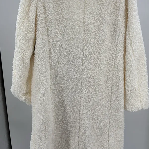 Scoop NYC Women's Cozy Cream Teddy coat Sherpa mid calf L new shawl collar - Image 4