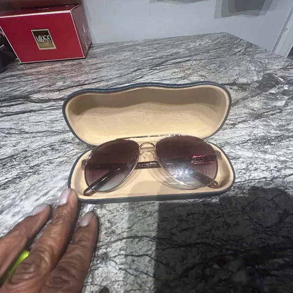 Gold Aviator Sunglasses with Case - Image 6