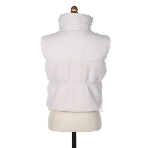 Thread & Supply‎ XS Nylon Sherpa Vest 2 Pocket Full Zip Utility Chic Off White - Image 2