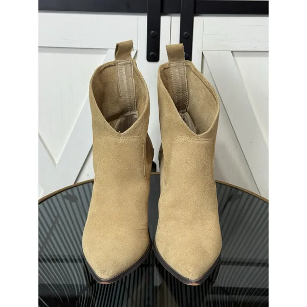 Reserved Womens Western Ankle Boots Size EU 36 US 5 Tan Suede Pointed Toe Heel - Image 3