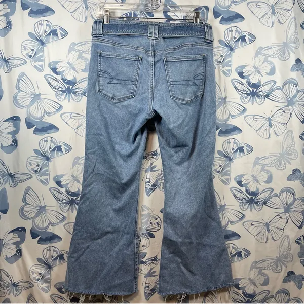 American Eagle Outfitters Blue Flare Leg Jeans SZ 8 - Image 4