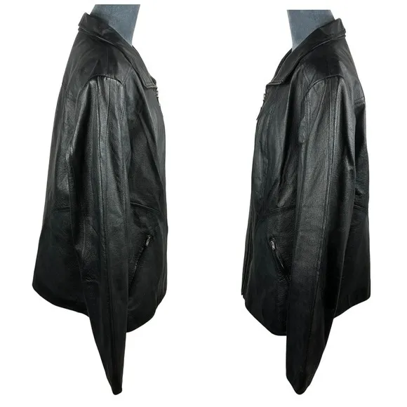 Genuine Black Leather Jacket Plus 16-18W Full Zip Lined‎ Minimalist Patina Retro - Image 9