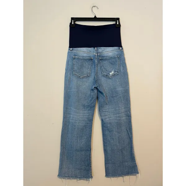 Pink Blush Maternity Straight Leg Distressed Jeans Raw Hem Size 28 - Image 6