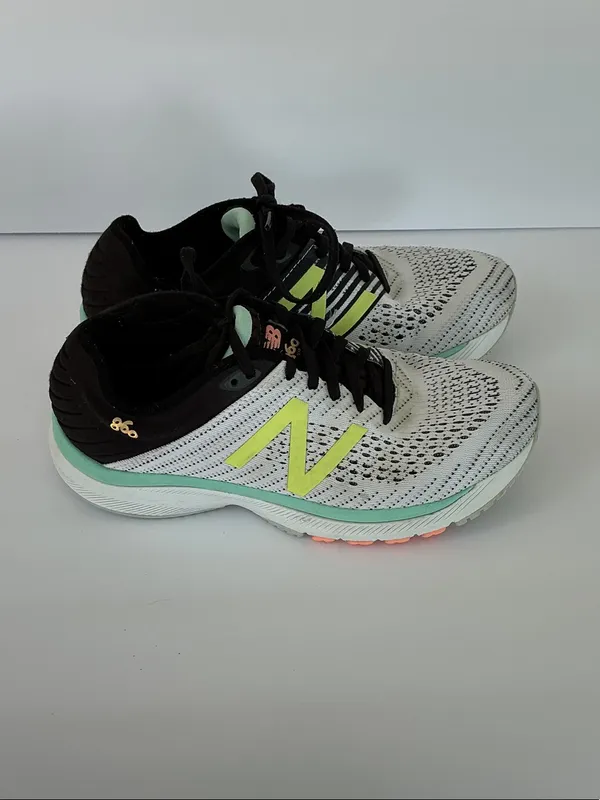New Balance Women's Running Shoes - White, Black & Neon Yellow Accents - Image 2