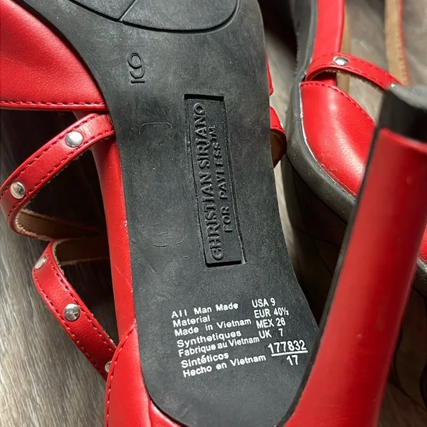 Christian Siriano Red Strappy Heels Size 9 - Image 11