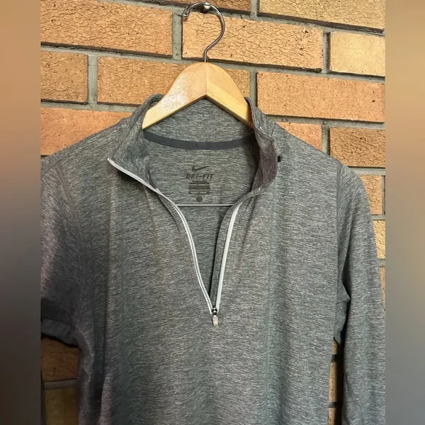 Nike Dri-Fit Athletic Athleisure Gym Running Half Zip Pullover Gray Size Small - Image 3