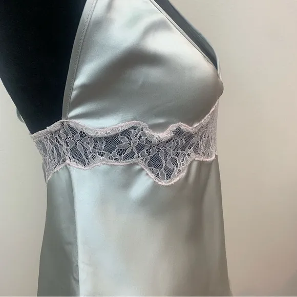 Zara Women's XL Camisole Silver Pastel Pink Dainty Lace Trim Y2K Whimsical Fairy - Image 4