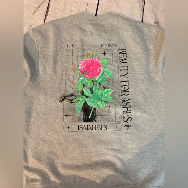 Isaiah crew neck heather gray women’s large Pink - Image 2